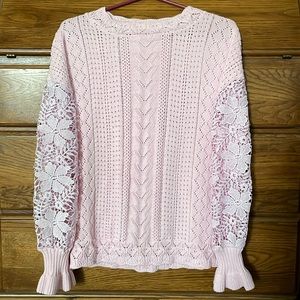 Evaless Pink Crochet Sweater size Large